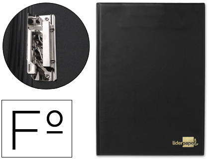 Carpeta con pinza Liderpapel Folio plástico negro